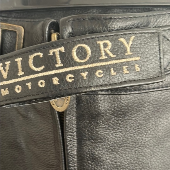 MOTORCYCLE  men’s riding black genuine leather pants Polaris biker - Picture 2 of 11